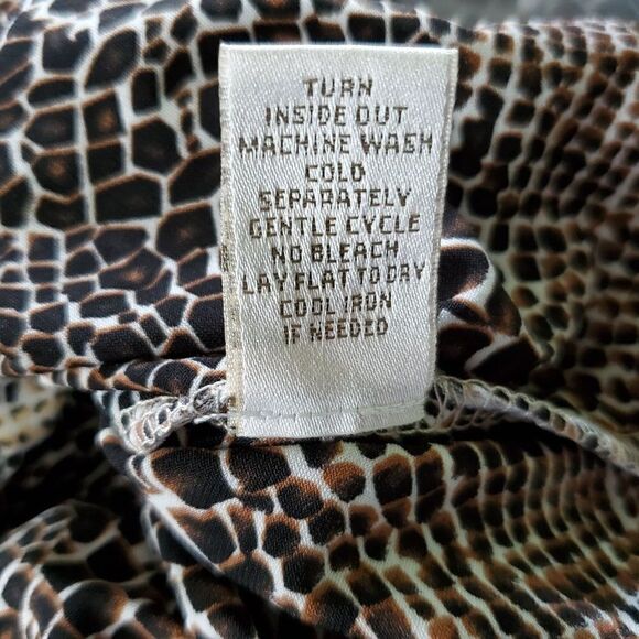 Kenar Snake Reptile Print Blouse Shirt Short Cap Sleeve Sz S Brown Black - Picture 7 of 7